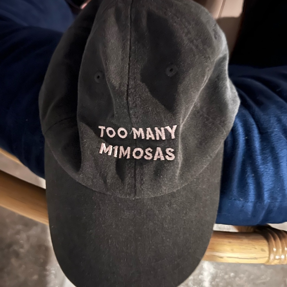 Black Cap with 'Too Many Mimosas' Embroidery